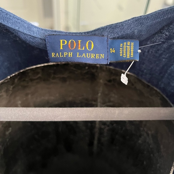 Polo Ralph Lauren 100 percent linen midi dress navy blue size 14 and a 4 new - Picture 13 of 17